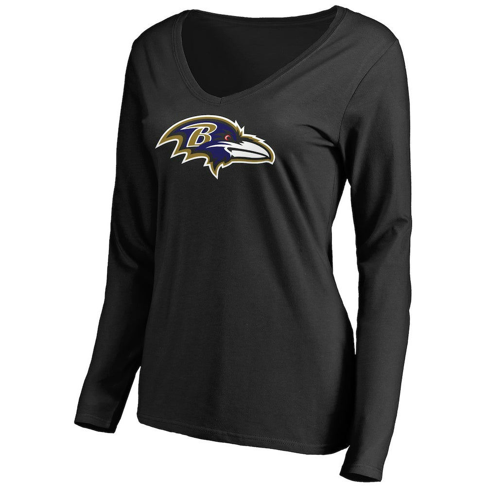 Baltimore Ravens Women's Primary Team Logo V-Neck Long Sleeve T-Shirt | NFL Hot