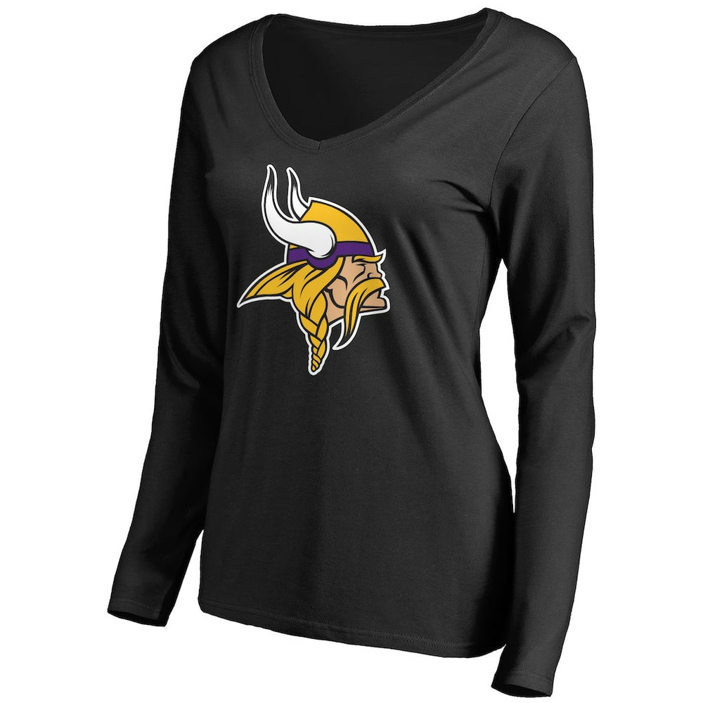 Minnesota Vikings Women's Primary Team Logo V-Neck Long Sleeve T-Shirt | NFL Discount