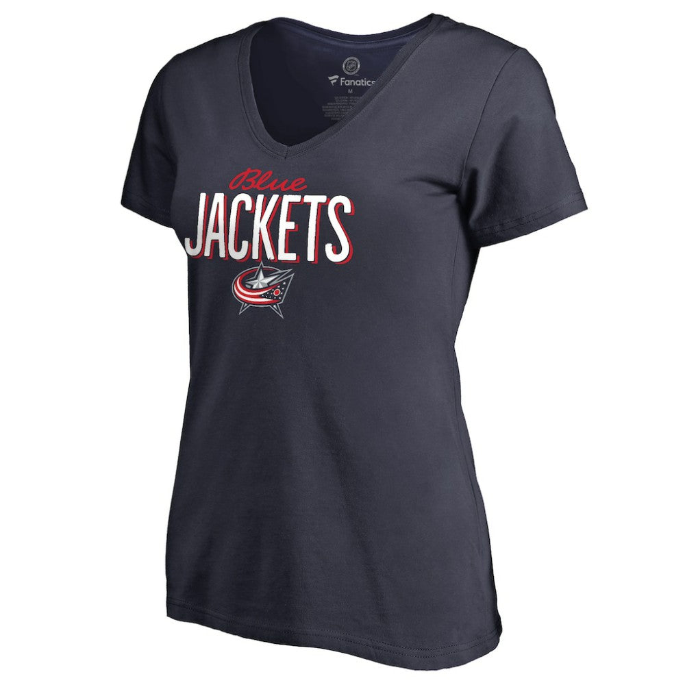 Columbus Blue Jackets Women's Nostalgia V-Neck T-Shirt -  NHL T-shirts