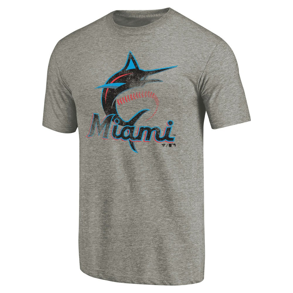 Miami Marlins Distressed Team Tri-Blend T-Shirt - MLB T-shirts