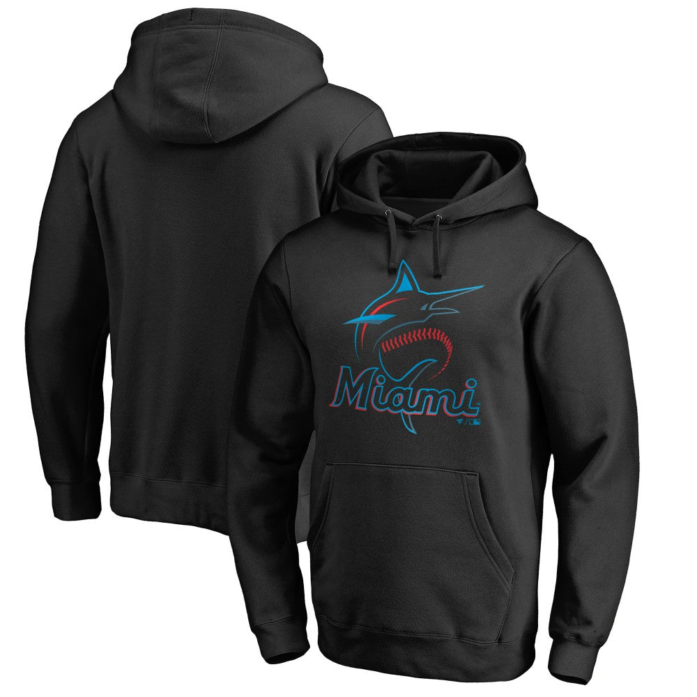 Miami Marlins Official Logo Fitted Pullover Hoodie - MLB Hoodies