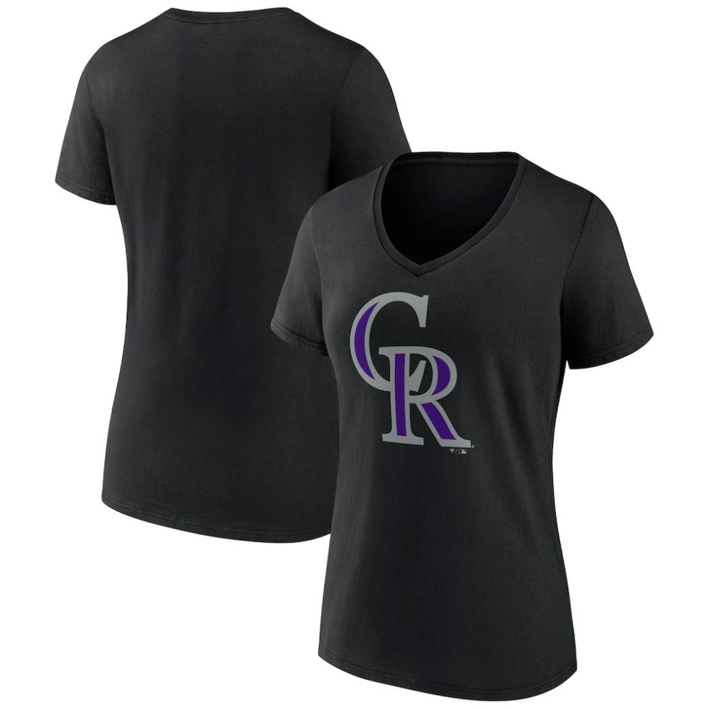 Colorado Rockies Women's Team Color Primary Logo V-Neck T-Shirt - MLB T-shirts