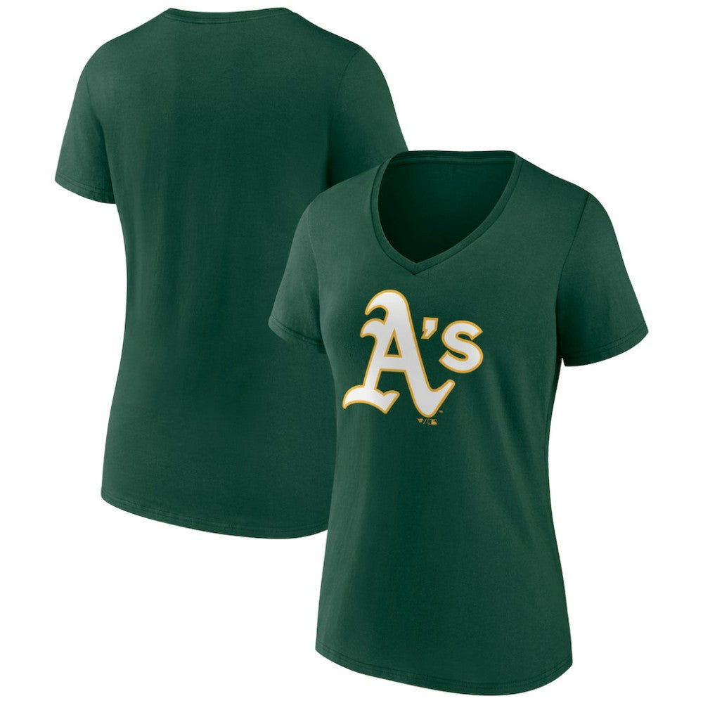 Athletics Women's Team Color Primary Logo V-Neck T-Shirt - MLB T-shirts
