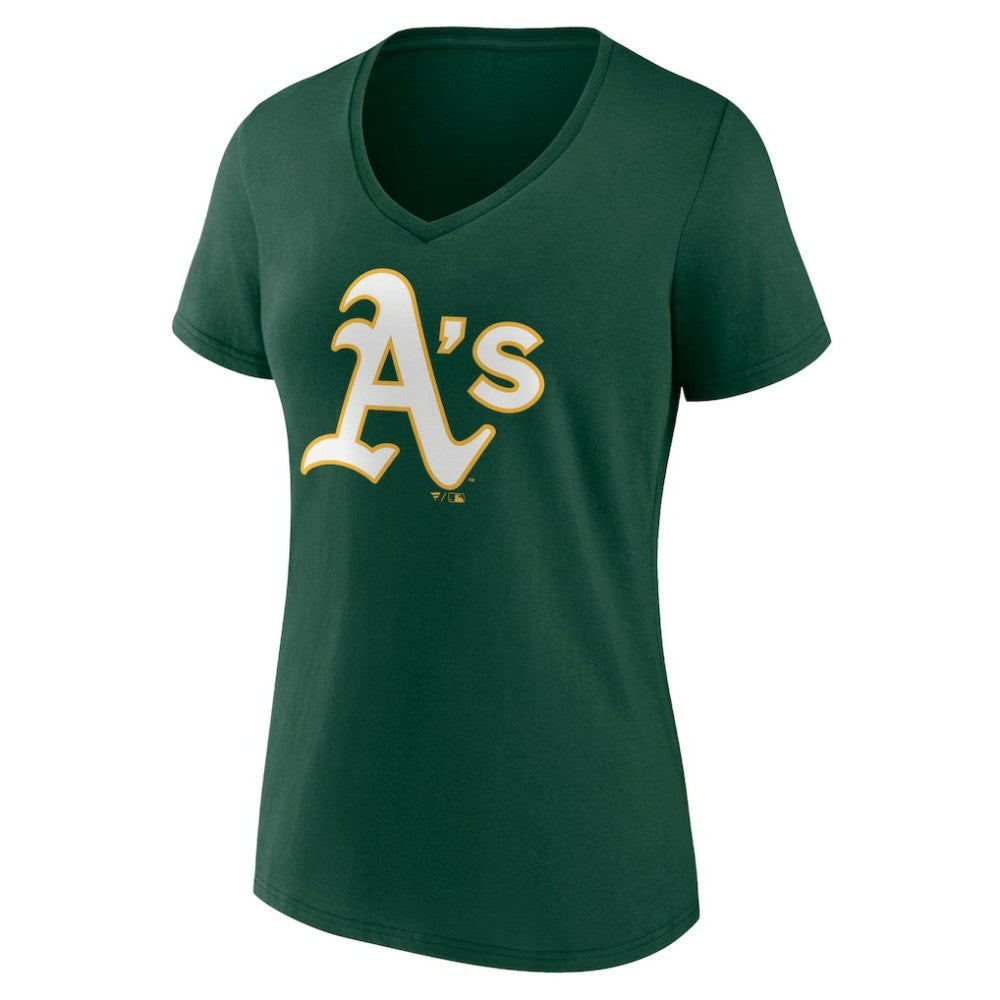 Athletics Women's Team Color Primary Logo V-Neck T-Shirt - MLB T-shirts
