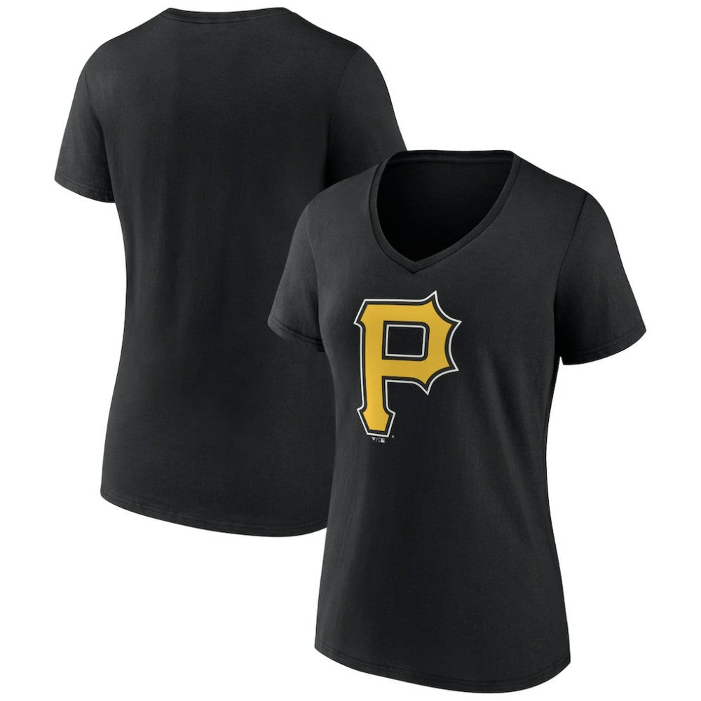 Pittsburgh Pirates Women's Team Color Primary Logo V-Neck T-Shirt - MLB T-shirts
