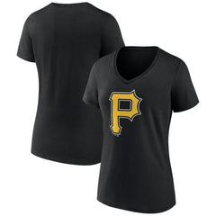 Pittsburgh Pirates Women's Team Color Primary Logo V-Neck T-Shirt - MLB T-shirts