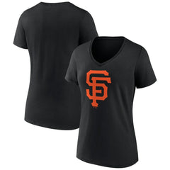 San Francisco Giants Women's Team Color Primary Logo V-Neck T-Shirt - MLB T-shirts