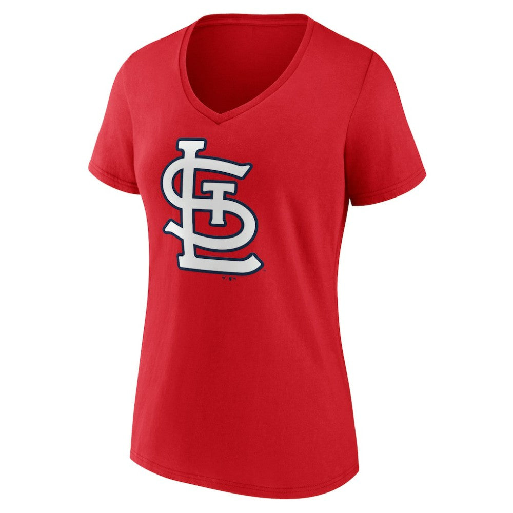 St. Louis Cardinals Women's Team Color Primary Logo V-Neck T-Shirt - MLB T-shirts