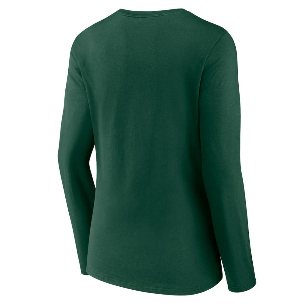 Athletics Women's Team Color Primary Logo V-Neck Long Sleeve T-Shirt - MLB T-shirts