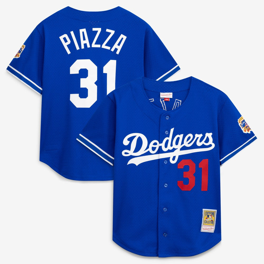 Mike Piazza Los Angeles Dodgers Mitchell & Ness Cooperstown Collection Mesh Batting Practice Button-Up Jersey - MLB Jerseys