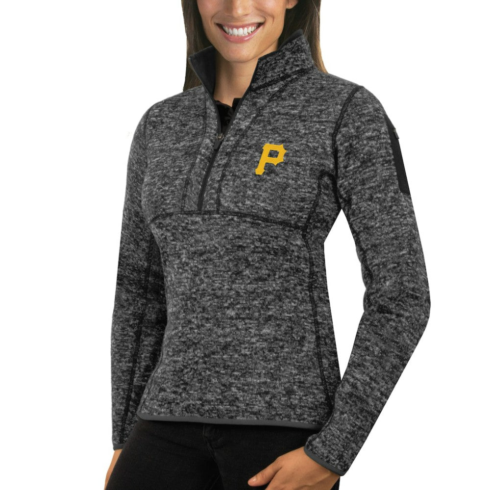 Pittsburgh Pirates Antigua Women's Fortune Half-Zip Pullover Sweater - MLB Pullover