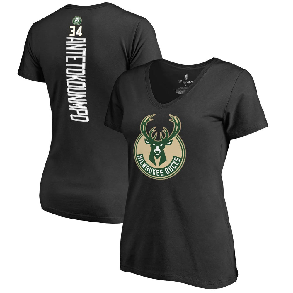 Black Giannis Antetokounmpo Milwaukee Bucks Women's Backer T-Shirt | NBA