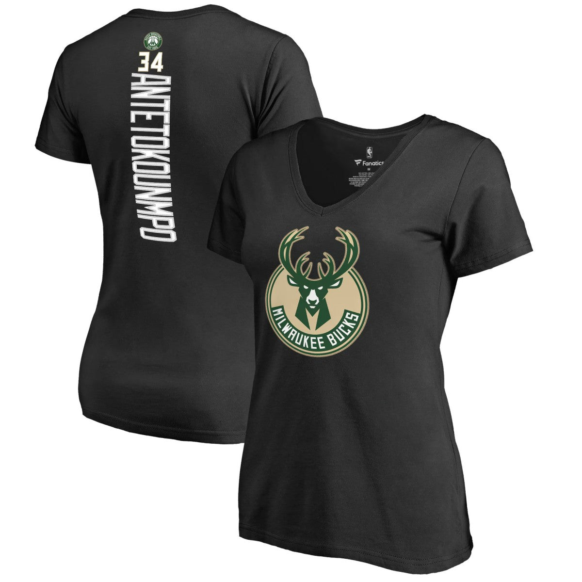Black Giannis Antetokounmpo Milwaukee Bucks Women's Backer T-Shirt | NBA