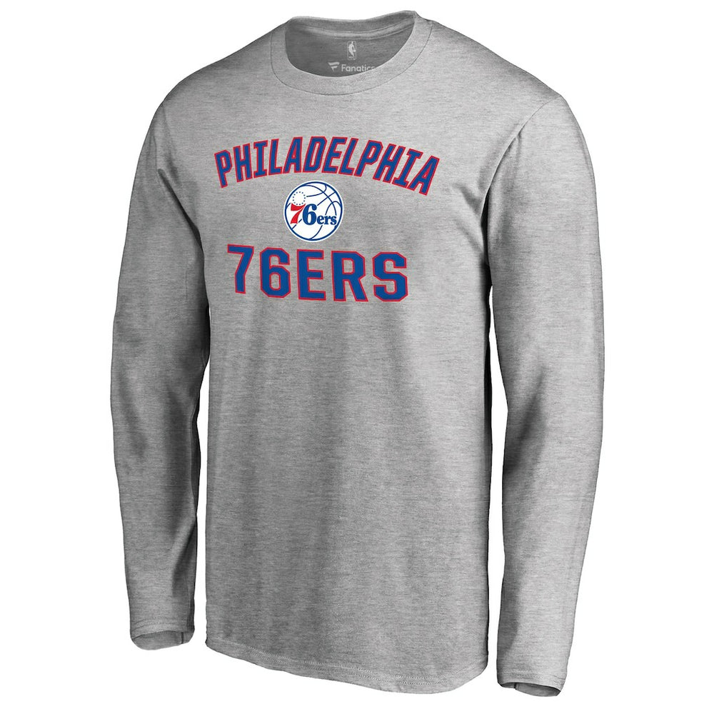 Ash Philadelphia 76ers Victory Arch Long Sleeve T-Shirt sale | NBA