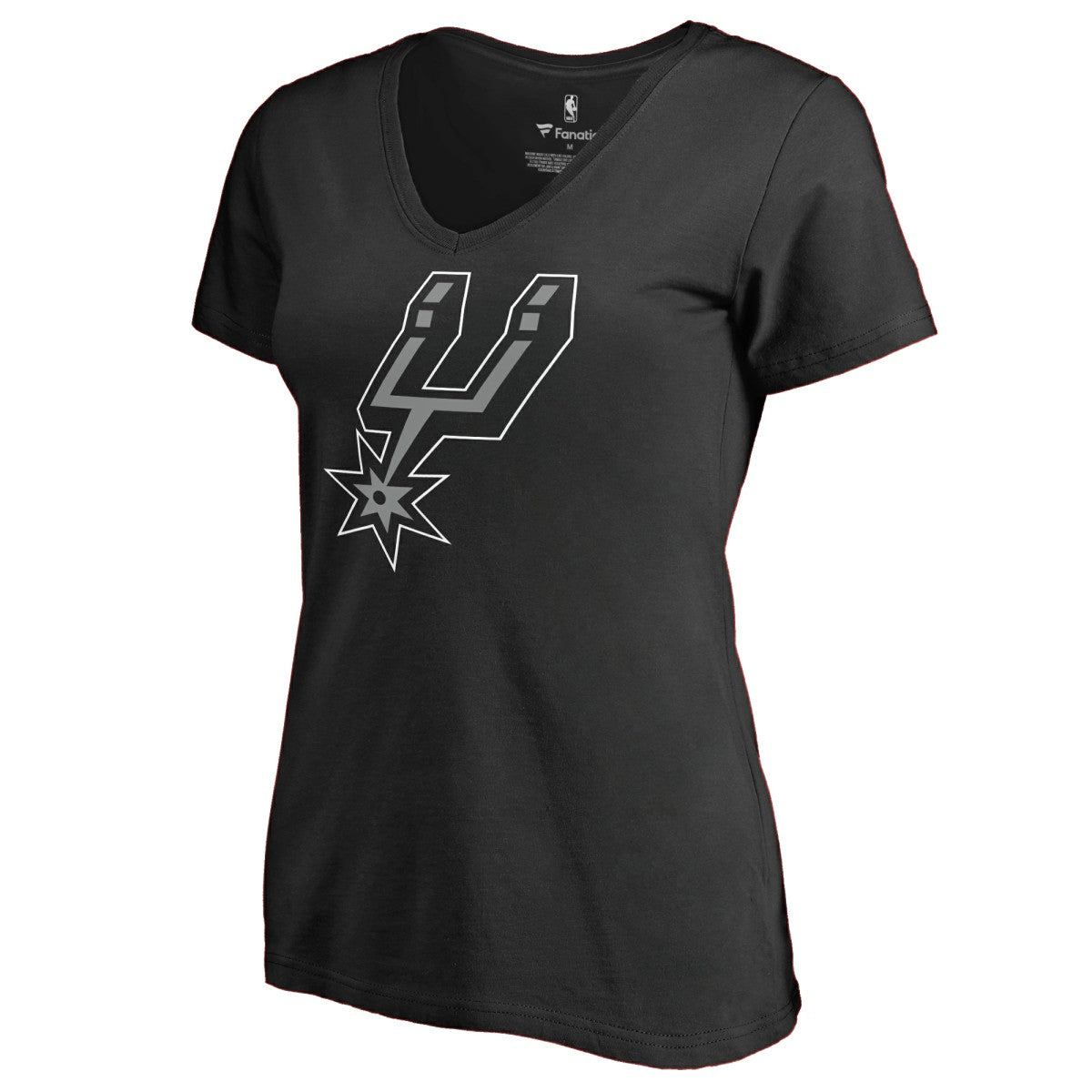 Black San Antonio Spurs Women's Primary Logo V-Neck T-Shirt | NBA