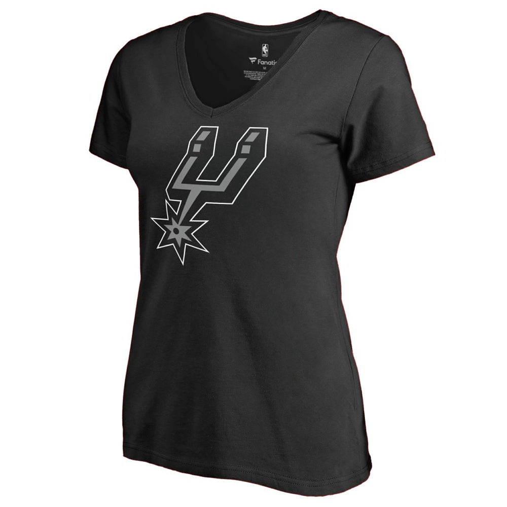 Black San Antonio Spurs Women's Primary Logo V-Neck T-Shirt | NBA