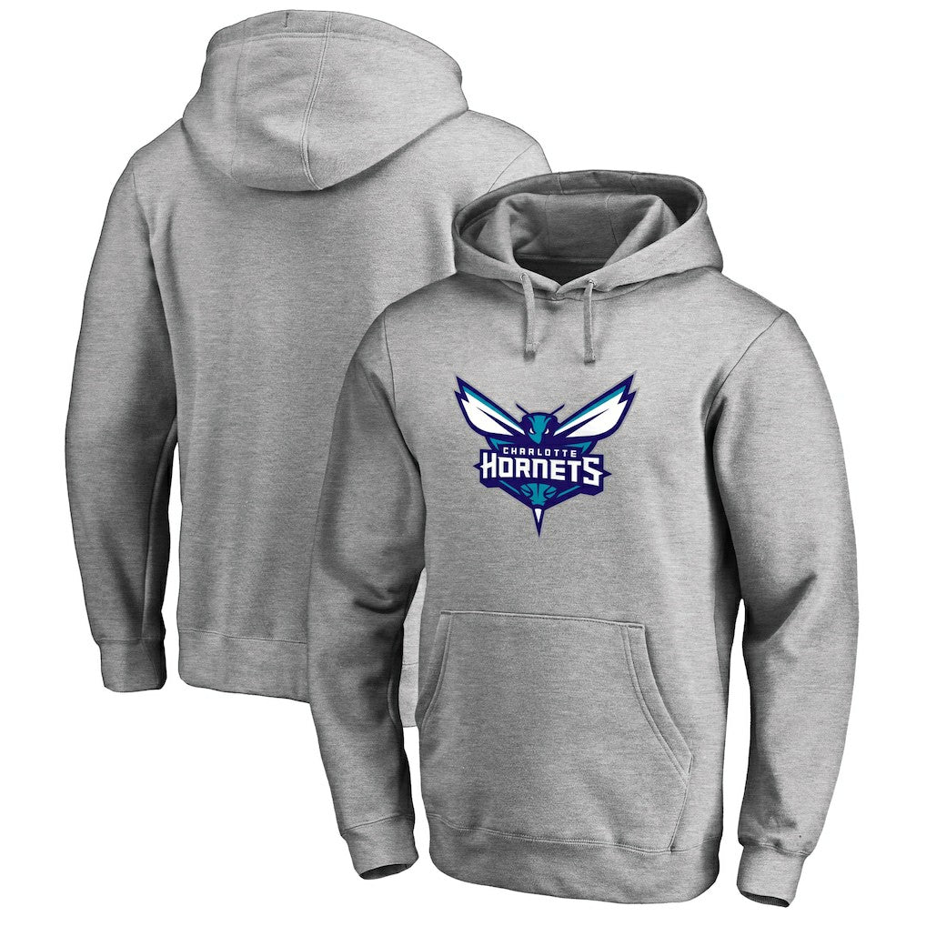 Heather Gray Charlotte Hornets Primary Logo Pullover Hoodie | NBA