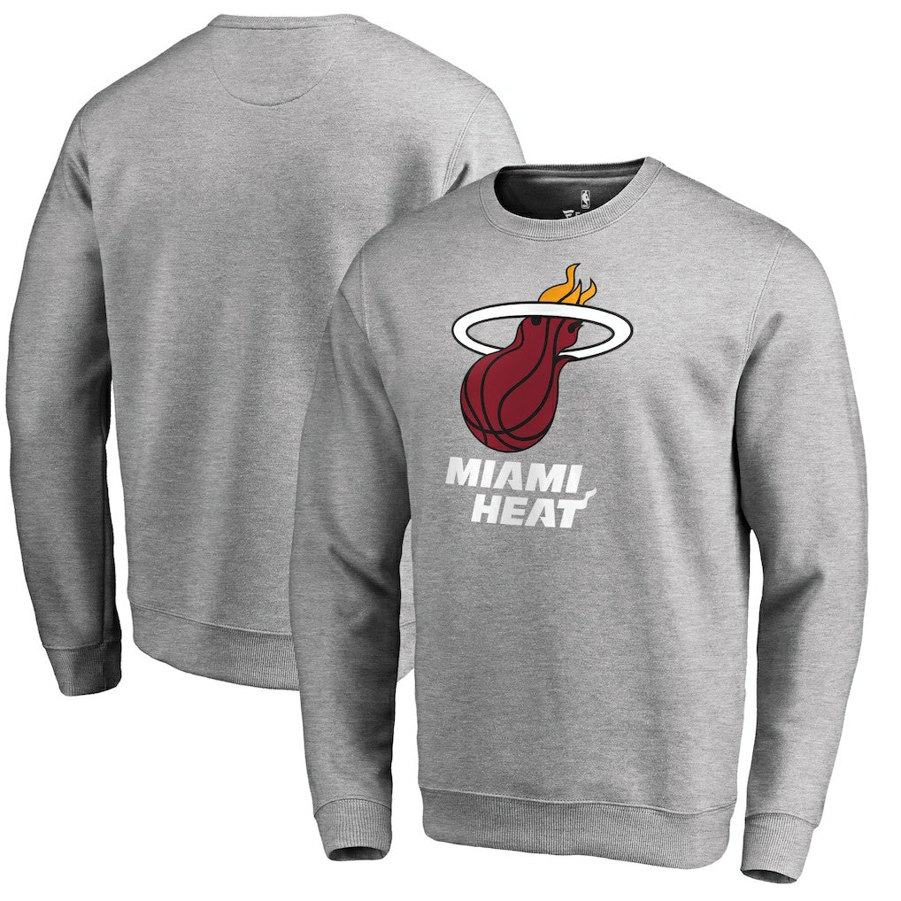 Heathered Gray Miami Heat Primary Logo Sweatshirt | NBA
