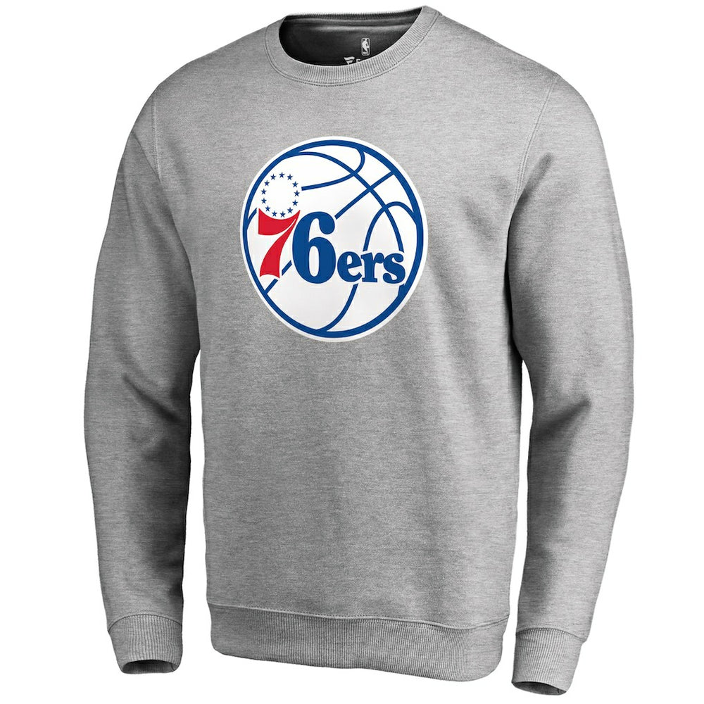 Heathered Gray Philadelphia 76ers Primary Logo Sweatshirt | NBA