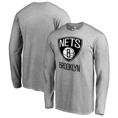 Heather Gray Brooklyn Nets Primary Logo Long Sleeve T-Shirt | NBA