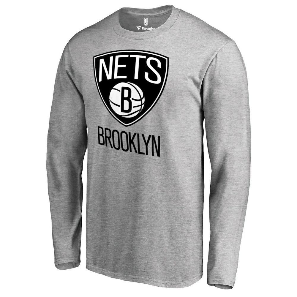 Heather Gray Brooklyn Nets Primary Logo Long Sleeve T-Shirt | NBA