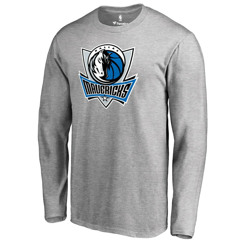 Heather Gray Dallas Mavericks Primary Logo Long Sleeve T-Shirt sale | NBA