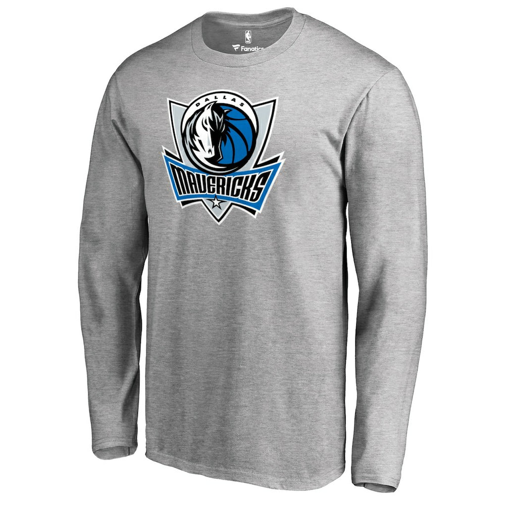 Heather Gray Dallas Mavericks Primary Logo Long Sleeve T-Shirt sale | NBA
