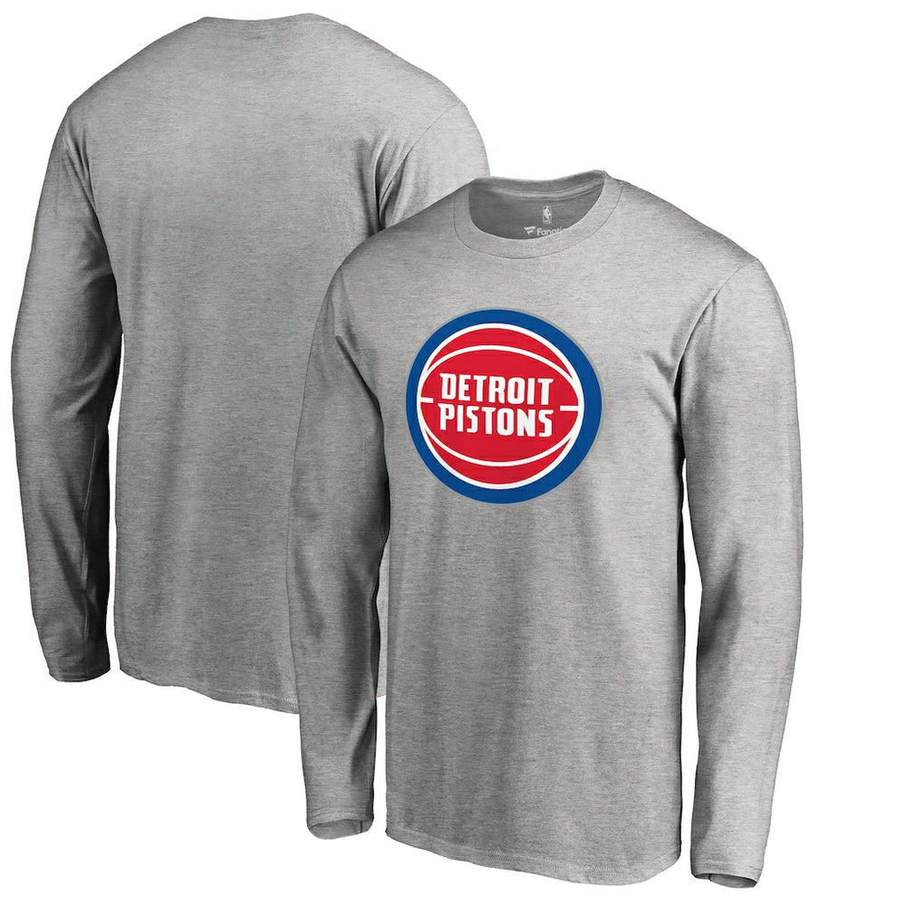 Heather Gray Detroit Pistons Primary Logo Long Sleeve T-Shirt sale | NBA