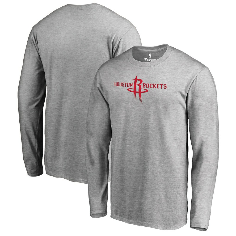 Heather Gray Houston Rockets Primary Logo Long Sleeve T-Shirt sale | NBA