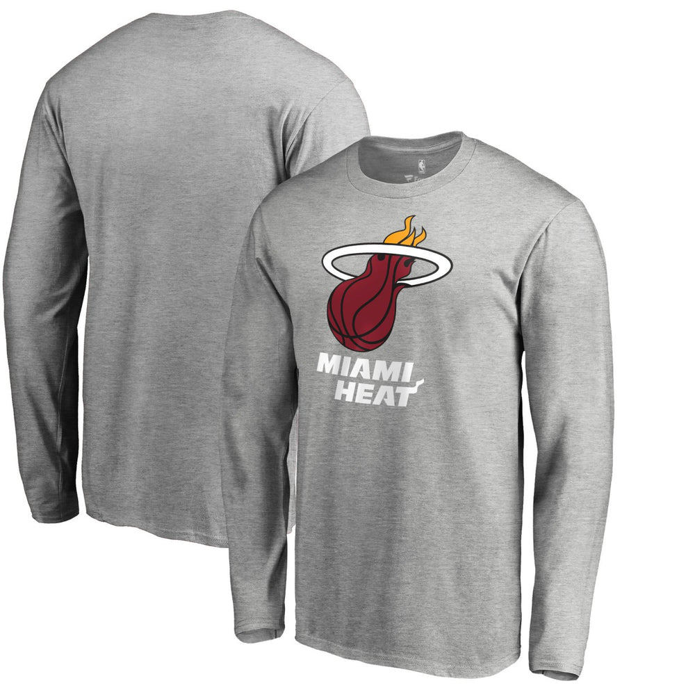 Heather Gray Miami Heat Primary Logo Long Sleeve T-Shirt | NBA