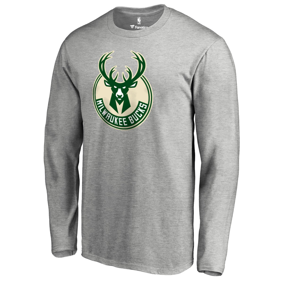 Heather Gray Milwaukee Bucks Primary Logo Long Sleeve T-Shirt | NBA