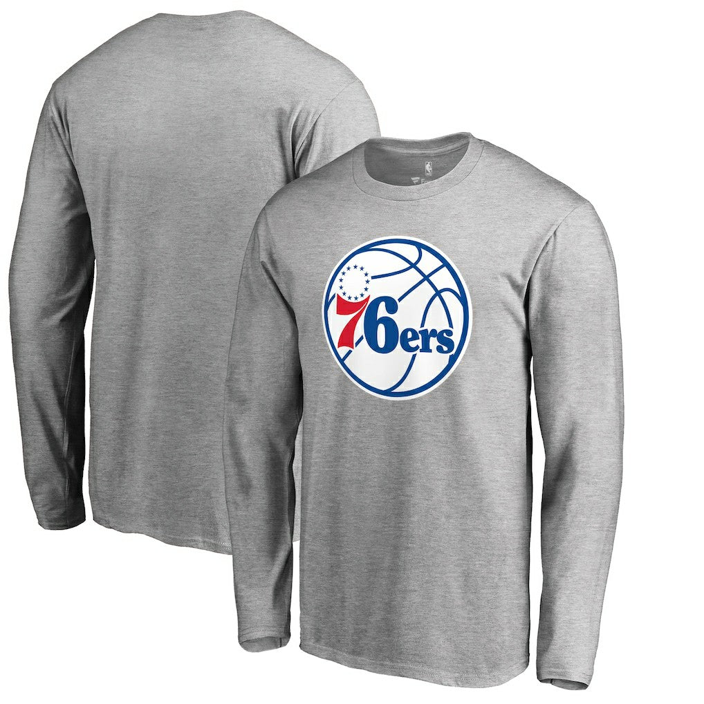 Heathered Gray Philadelphia 76ers Primary Logo II Long Sleeve T-Shirt | NBA
