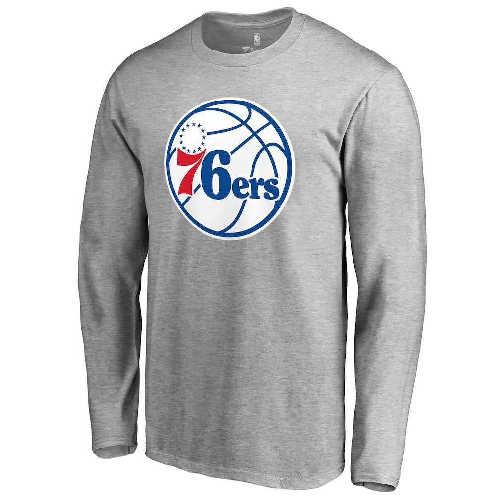 Heathered Gray Philadelphia 76ers Primary Logo II Long Sleeve T-Shirt | NBA