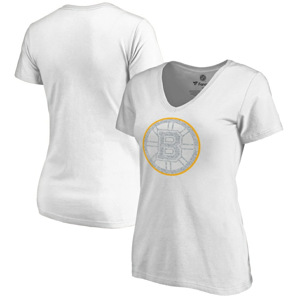Boston Bruins Women's Whiteout V-Neck T-Shirt -  NHL T-shirts