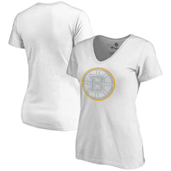 Boston Bruins Women's Whiteout V-Neck T-Shirt -  NHL T-shirts