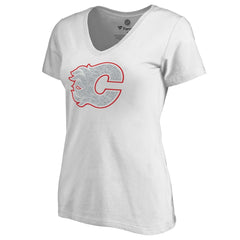 Calgary Flames Women's Whiteout V-Neck T-Shirt -  NHL T-shirts