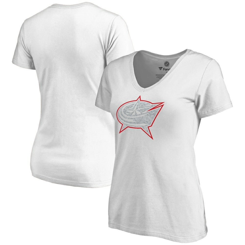 Columbus Blue Jackets Women's Whiteout V-Neck T-Shirt -  NHL T-shirts