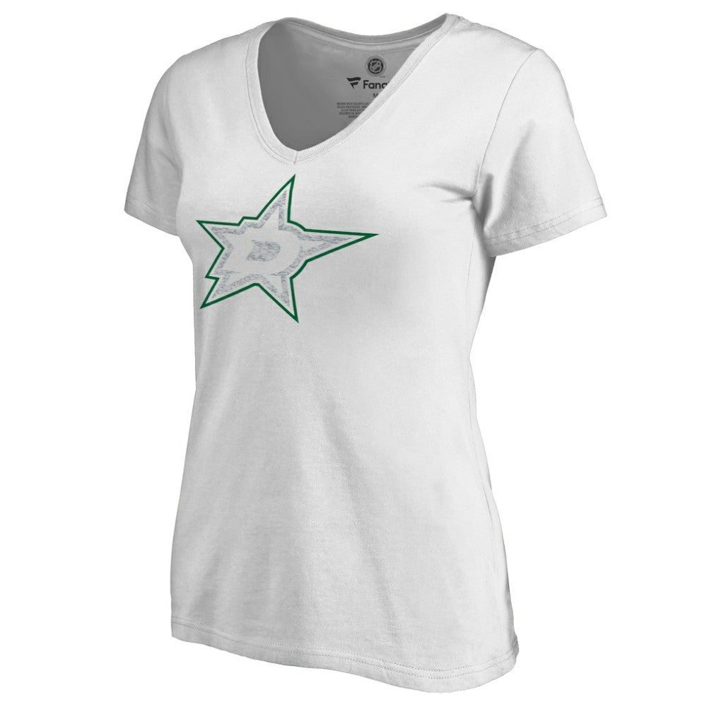 Dallas Stars Women's Whiteout V-Neck T-Shirt -  NHL T-shirts