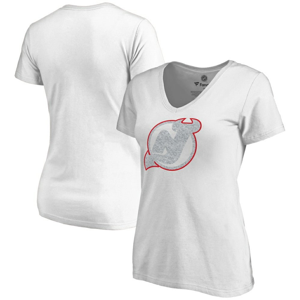 New Jersey Devils Women's Whiteout V-Neck T-Shirt -  NHL T-shirts