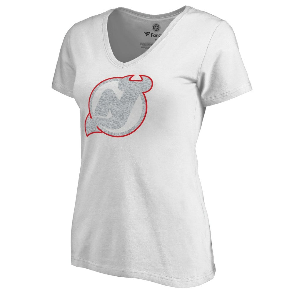 New Jersey Devils Women's Whiteout V-Neck T-Shirt -  NHL T-shirts