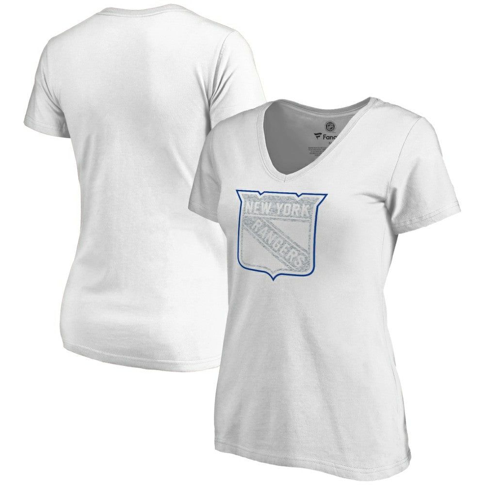 New York Rangers Women's Whiteout V-Neck T-Shirt -  NHL T-shirts