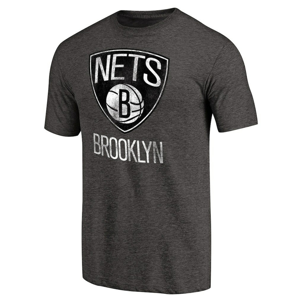 Heather Black Brooklyn Nets Distressed Team Logo Tri-Blend T-Shirt | NBA