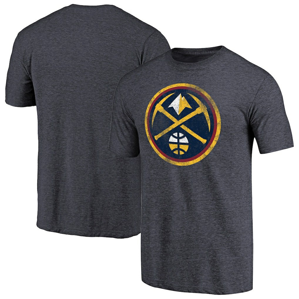 Heather Navy Denver Nuggets Distressed Team Logo Tri-Blend T-Shirt sale | NBA