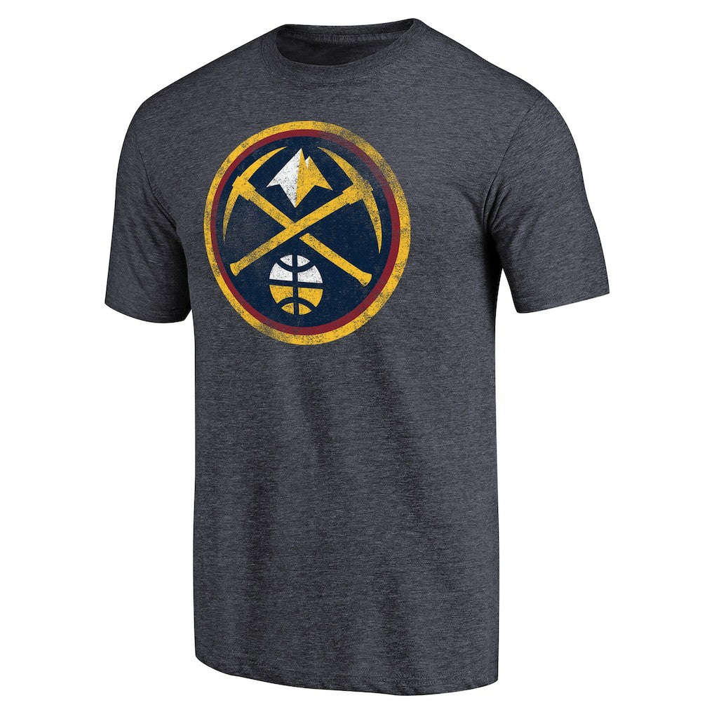 Heather Navy Denver Nuggets Distressed Team Logo Tri-Blend T-Shirt sale | NBA