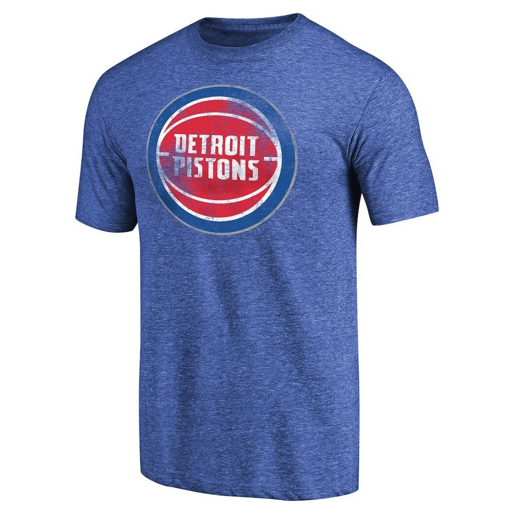 Heathered Blue Detroit Pistons Distressed Team Logo II Tri-Blend V-Neck T-Shirt sale | NBA