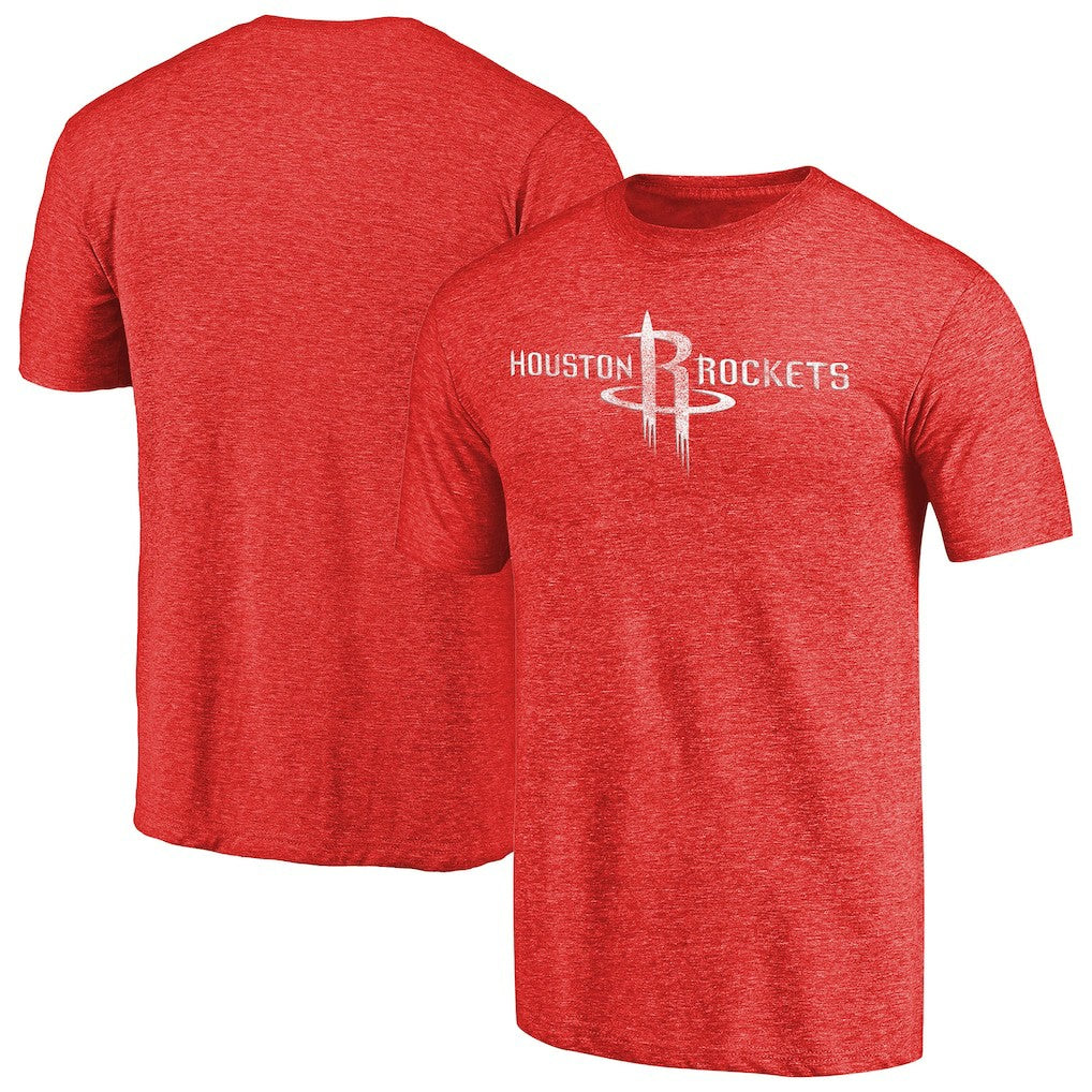 Heather Red Houston Rockets Distressed Team Logo Tri-Blend T-Shirt | NBA