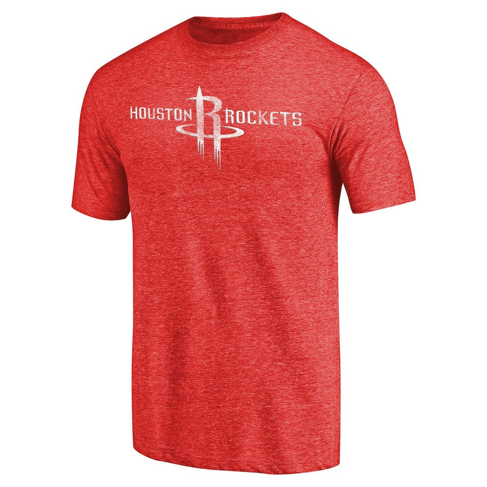 Heather Red Houston Rockets Distressed Team Logo Tri-Blend T-Shirt | NBA