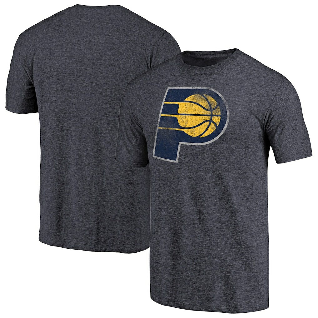 Heather Navy Indiana Pacers Distressed Team Logo Tri-Blend T-Shirt | NBA