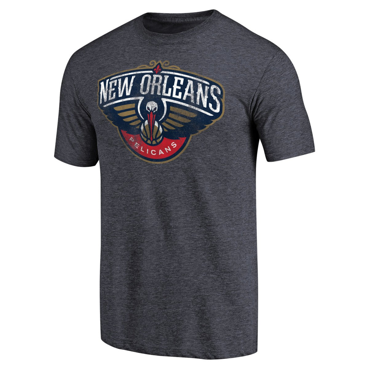 Heather Navy New Orleans Pelicans Distressed Team Logo Tri-Blend T-Shirt | NBA