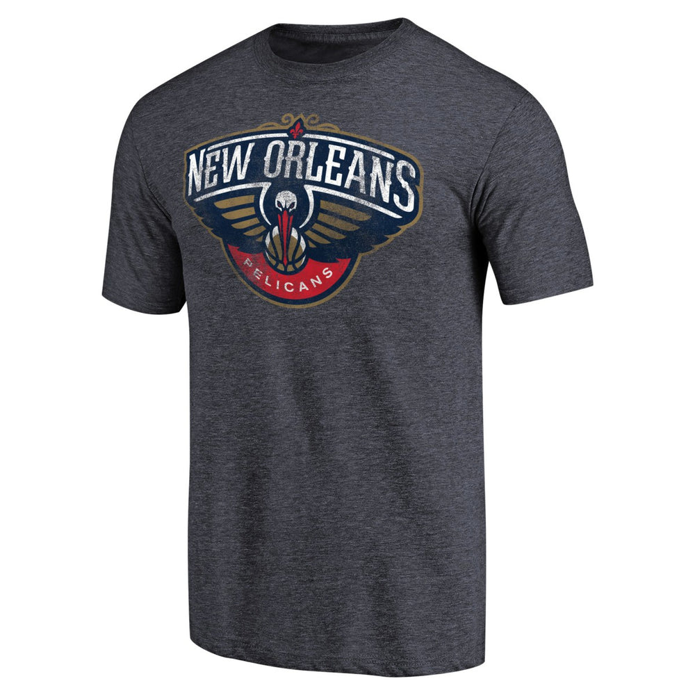Heather Navy New Orleans Pelicans Distressed Team Logo Tri-Blend T-Shirt | NBA